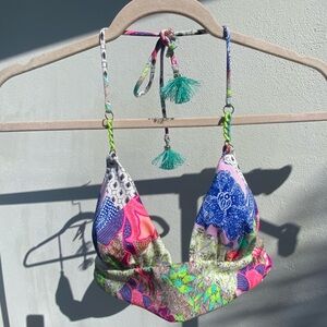 Victoria’s Secret Multicolor Abstract Floral Halter Bikini Top Size Small